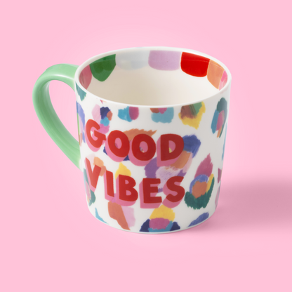 Good Vibes Painted Leopard Mug